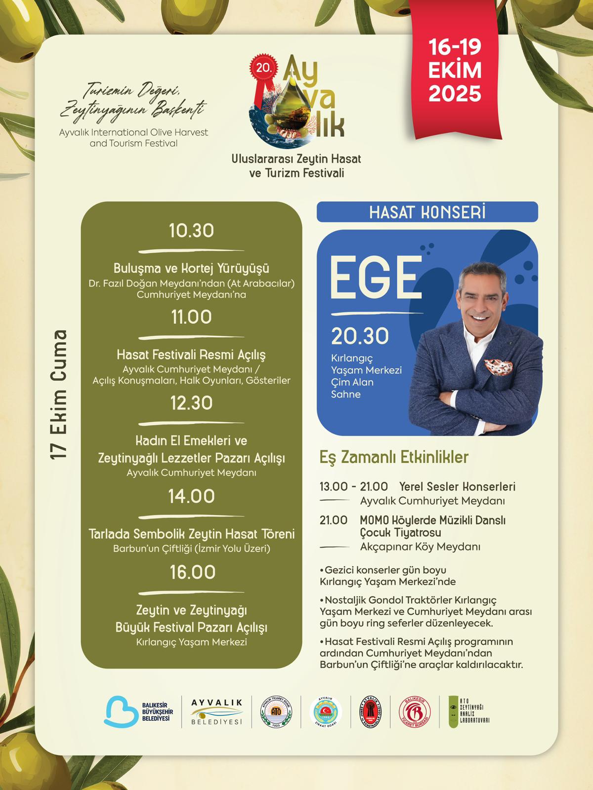 000 20. Ayvalık Uluslararası Zeytin Hasat ve Turizm Festivali Başlıyor…