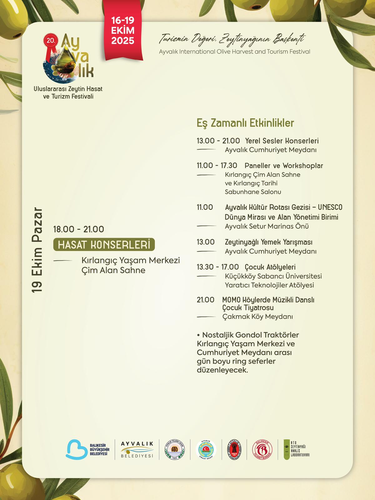 00000 20. Ayvalık Uluslararası Zeytin Hasat ve Turizm Festivali Başlıyor…