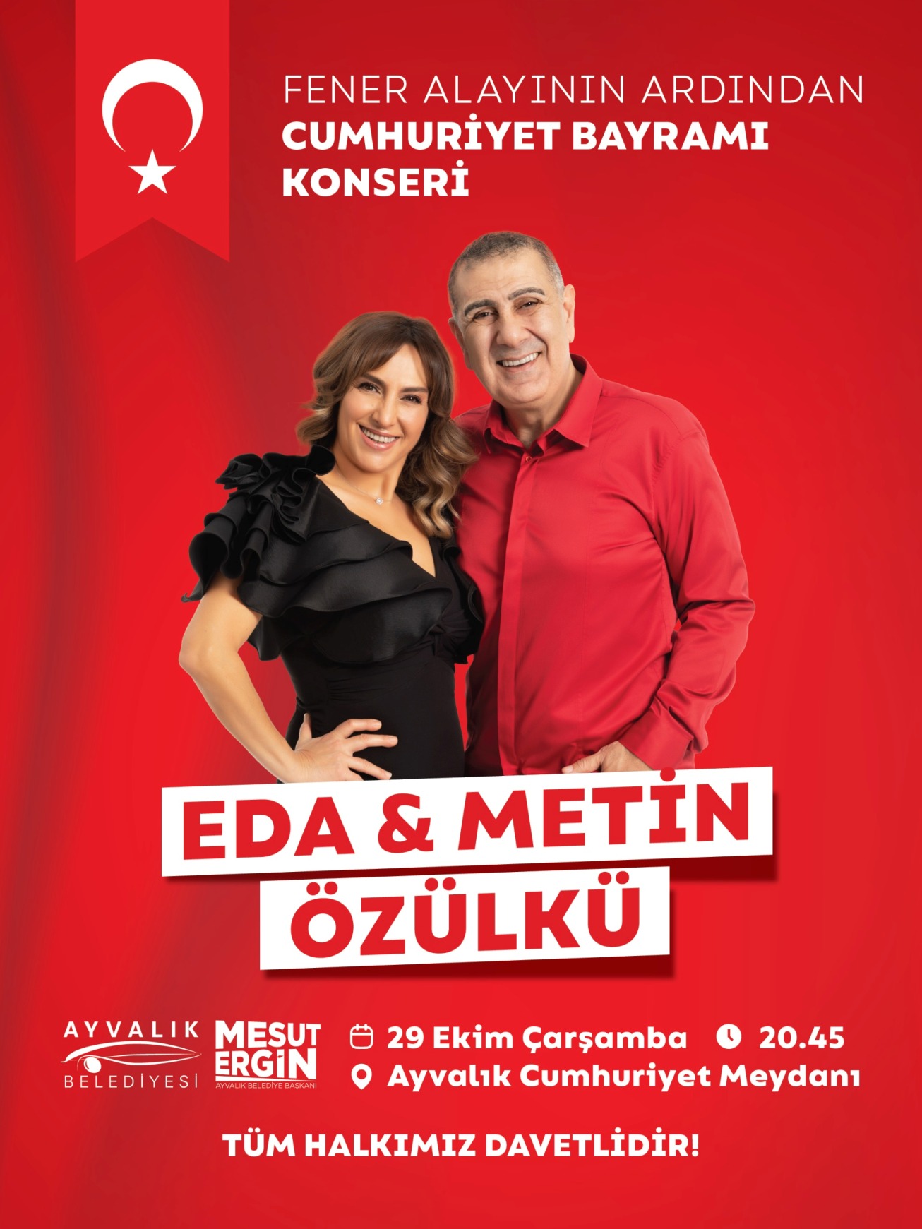 Cumhuriyet Coşkusu Ayvalık’ta Eda-Metin Özülkü Çiftiyle Taçlanıyor